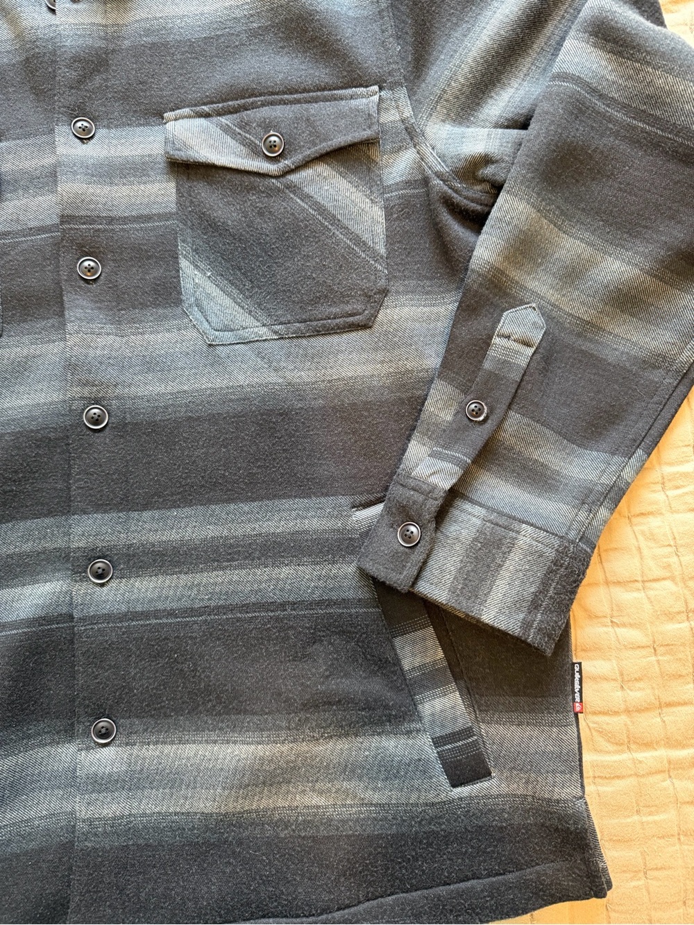 Y2k Quiksilver Striped Black Gray Jacket Coat Big Medium View 3
